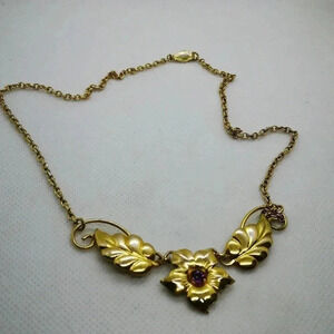 💖 Vintage Gold Filled Floral Statement Necklace ✨